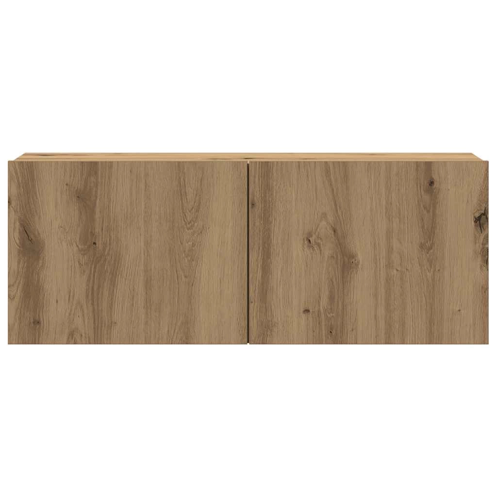 Set di 4 moderni mobili porta TV a parete con ampio spazio contenitivo 80 x 30 x 30 cm realizzati in legno di rovere composito finitura artigianale 02_0055857
