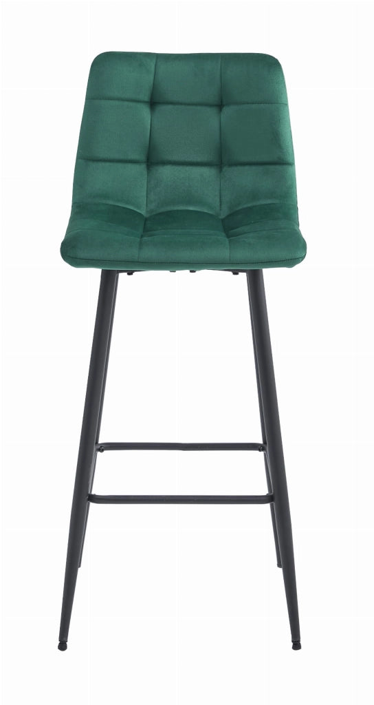 Set di 4 sgabelli da bar Valora TEOTO in velluto verde scuro con gambe in acciaio nero