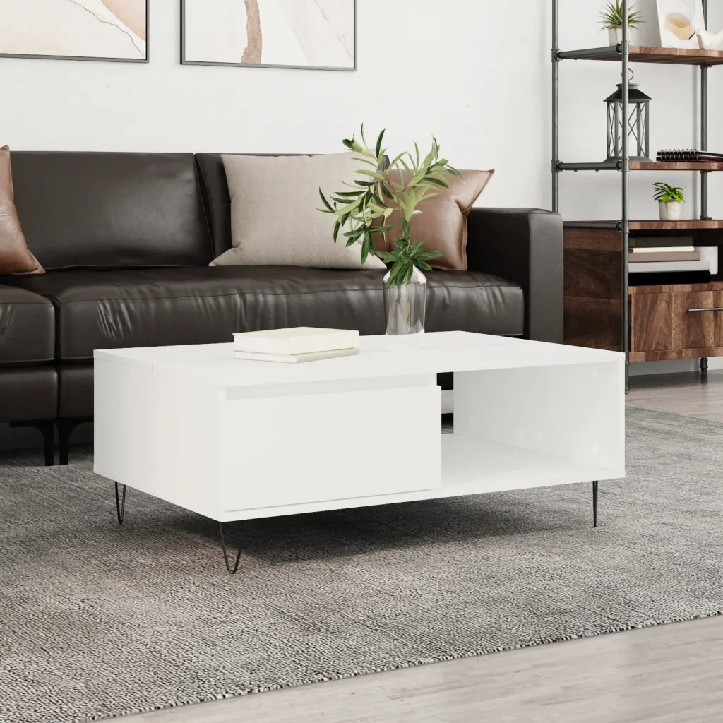 Tavolino da salotto | Tavolino da caff¨¨ | Tavolino da Soggiorno Bianco 90x60x35 cm in Legno Multistrato