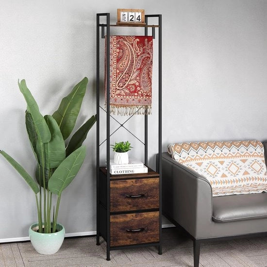 Kledingrek Stabile a Sostegno - Struttura in Legno Vintage Miele - 1 Pezzo