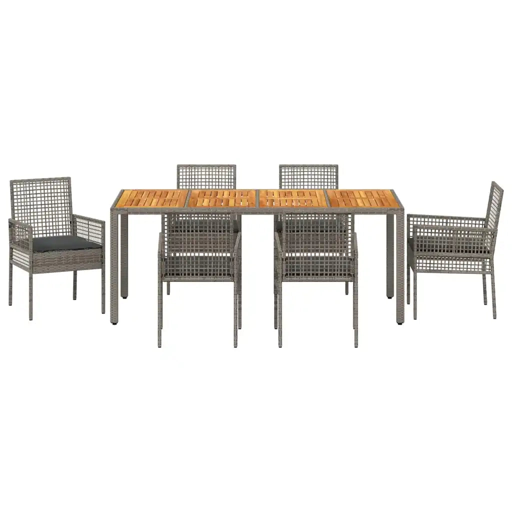 Set da Pranzo per Giardino 7 pcs Grigio polyrattan 3334913