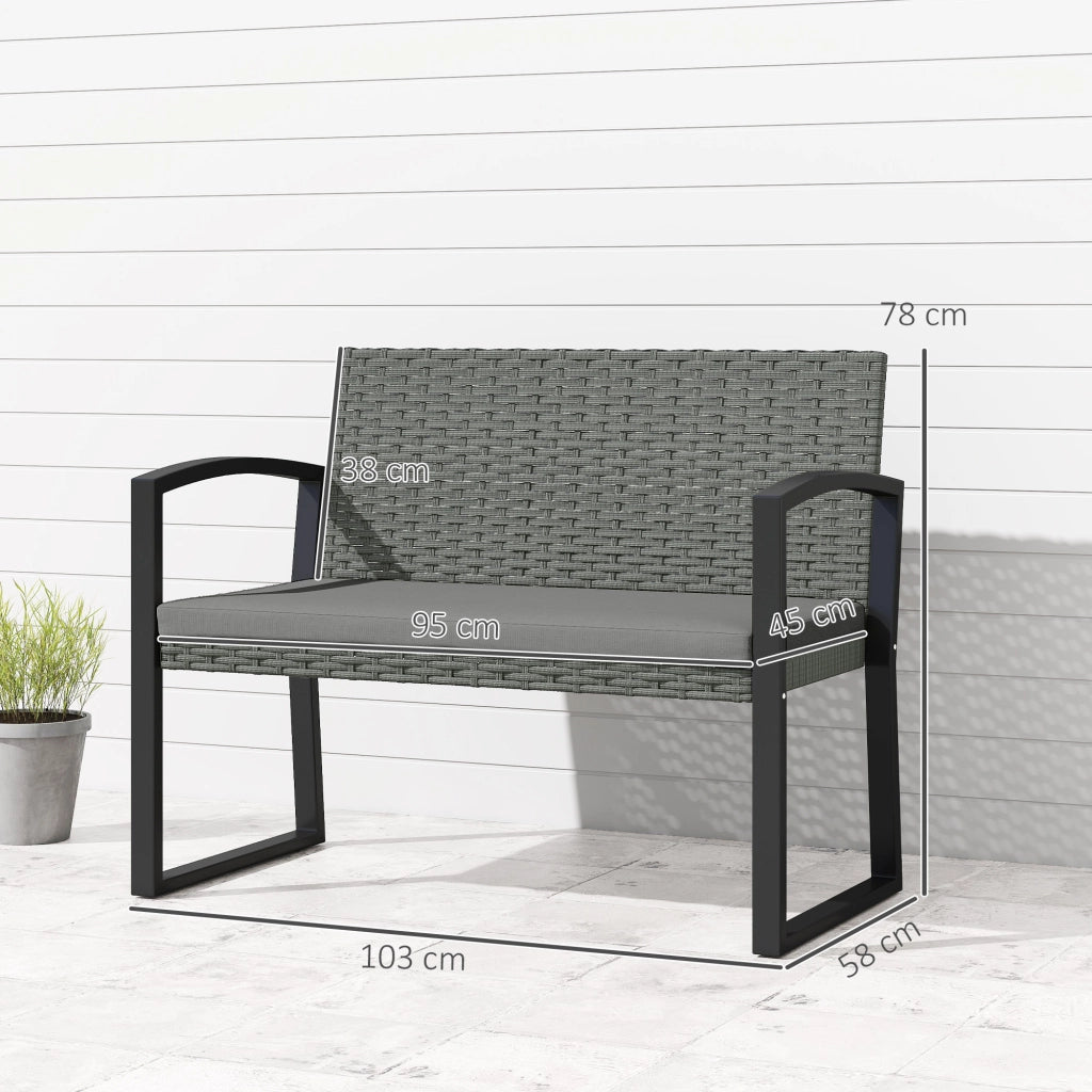Panchina Giardino Set 2 Posti ¨C zephmum ¨C Resina Intrecciata Grigio Antracite 103x58x78cm