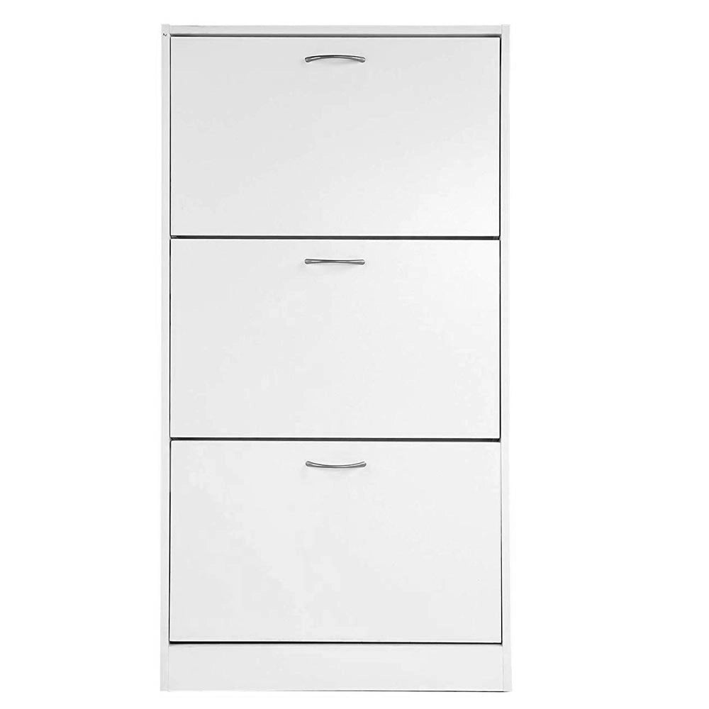 Scarpiera 3 Ante Ripiani Doppia Profondita in Melamina 60x24x120cm Colore Bianco