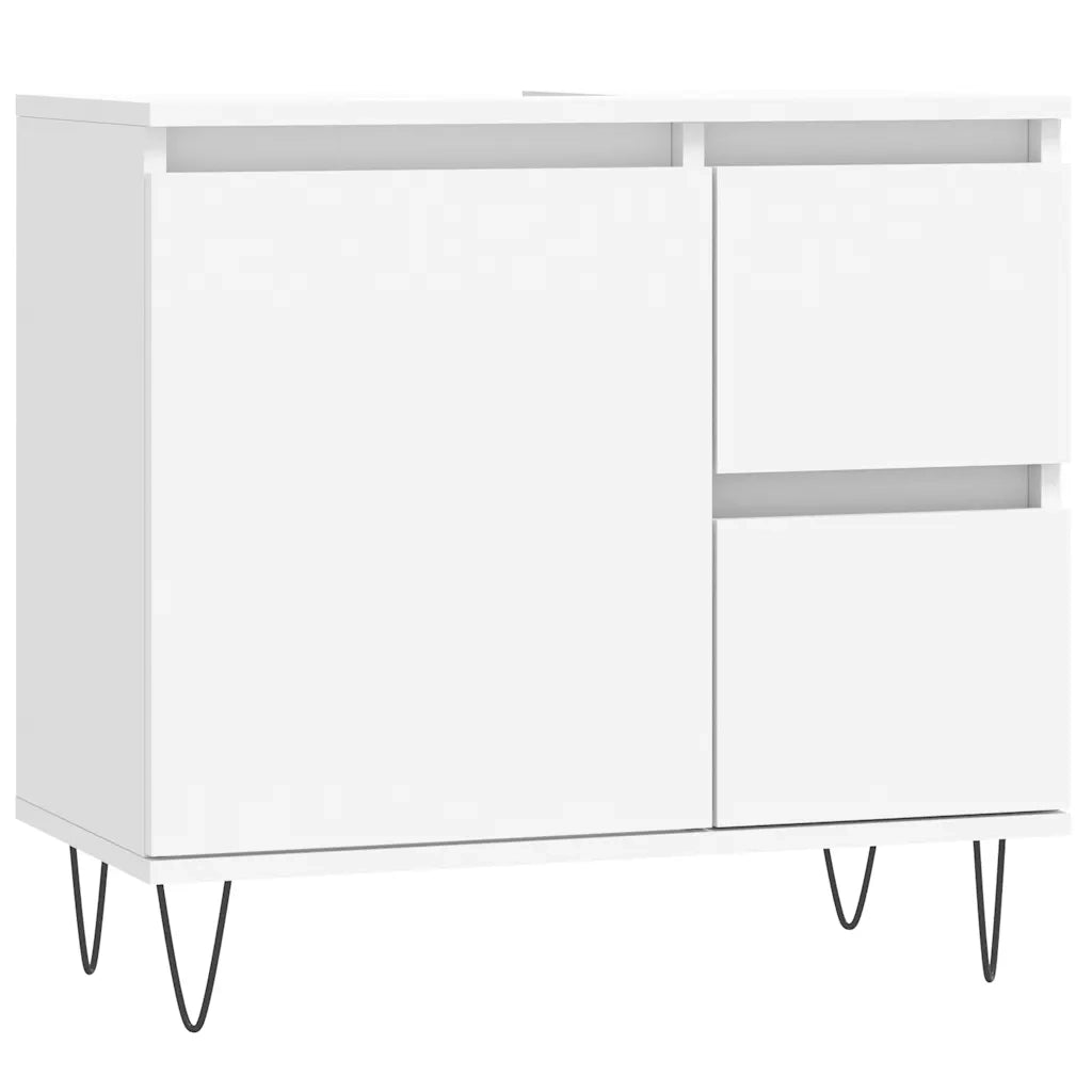 Set Mobili da Bagno 3 pz Bianco in Legno Multistrato 3190221