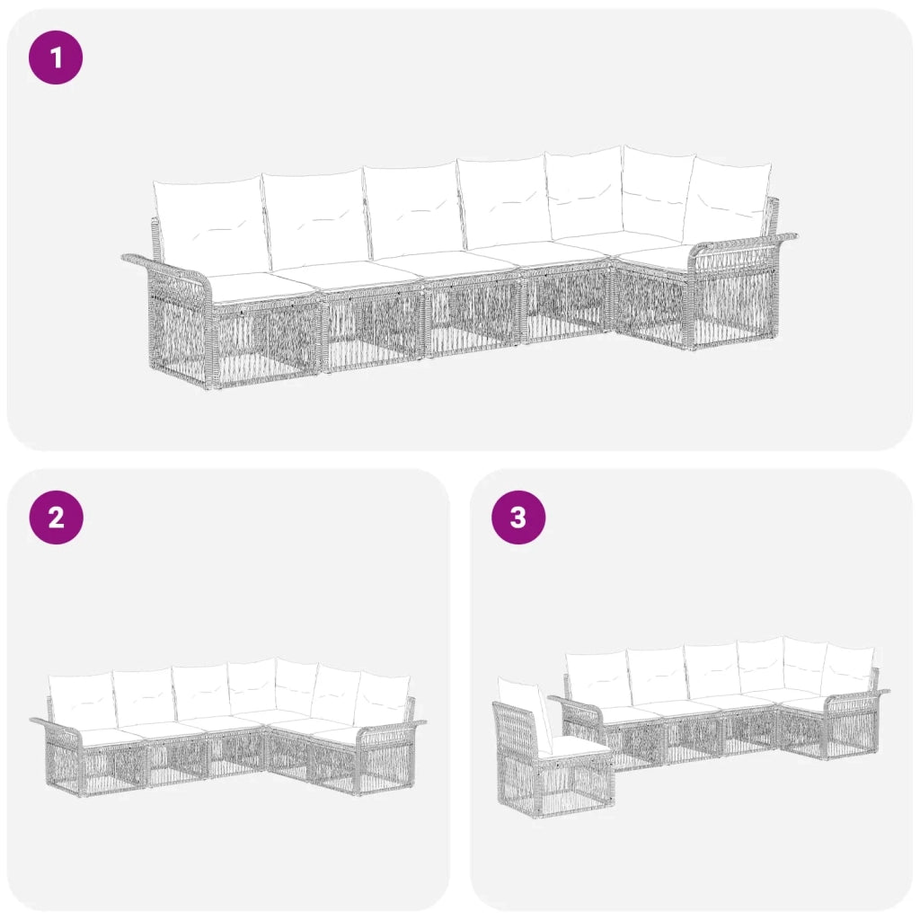 Set Divano da Giardino 6 pcs Grigio polyrattan 3434834