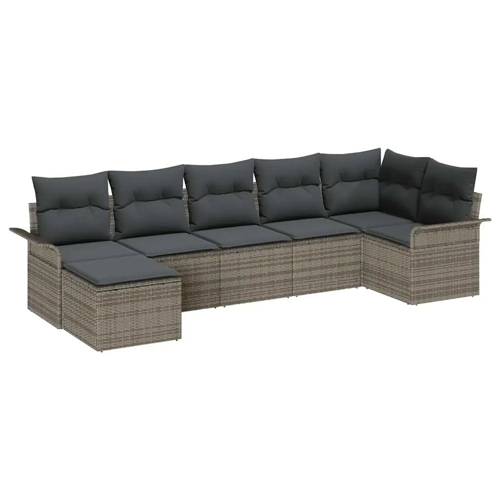 Set Divano da Giardino con cuscino 7 pcs Grigio Poly Rattan 3354118