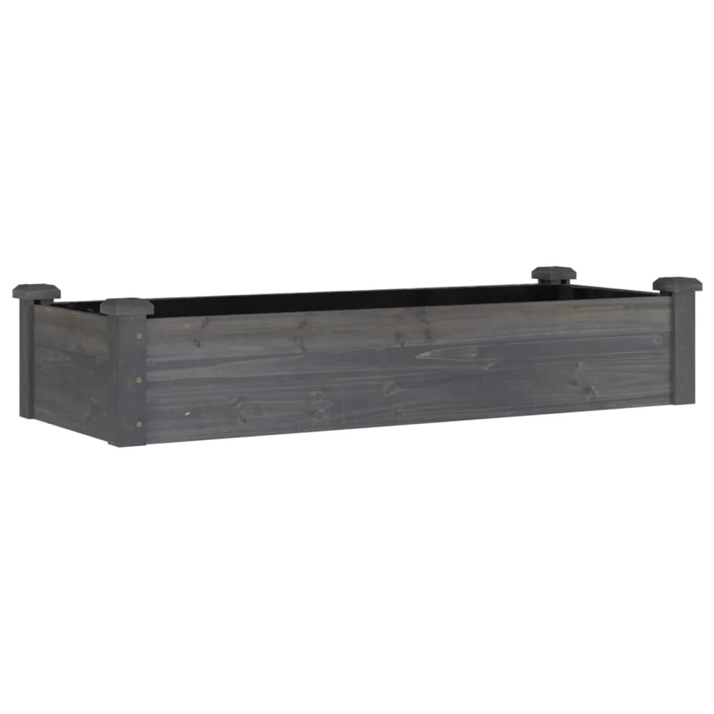 Fioriera rialzata per piante fiori patio giardino rivestimento 120 x 45 x 25 cm legno massello di abete grigio 02_0039833