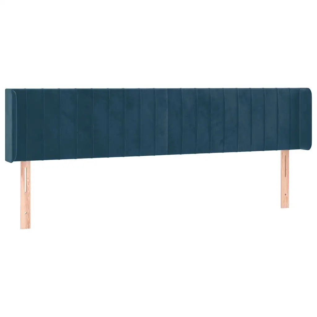 Testiera | Testata ad Orecchio Blu Scuro 163x16x78/88 cm in Velluto
