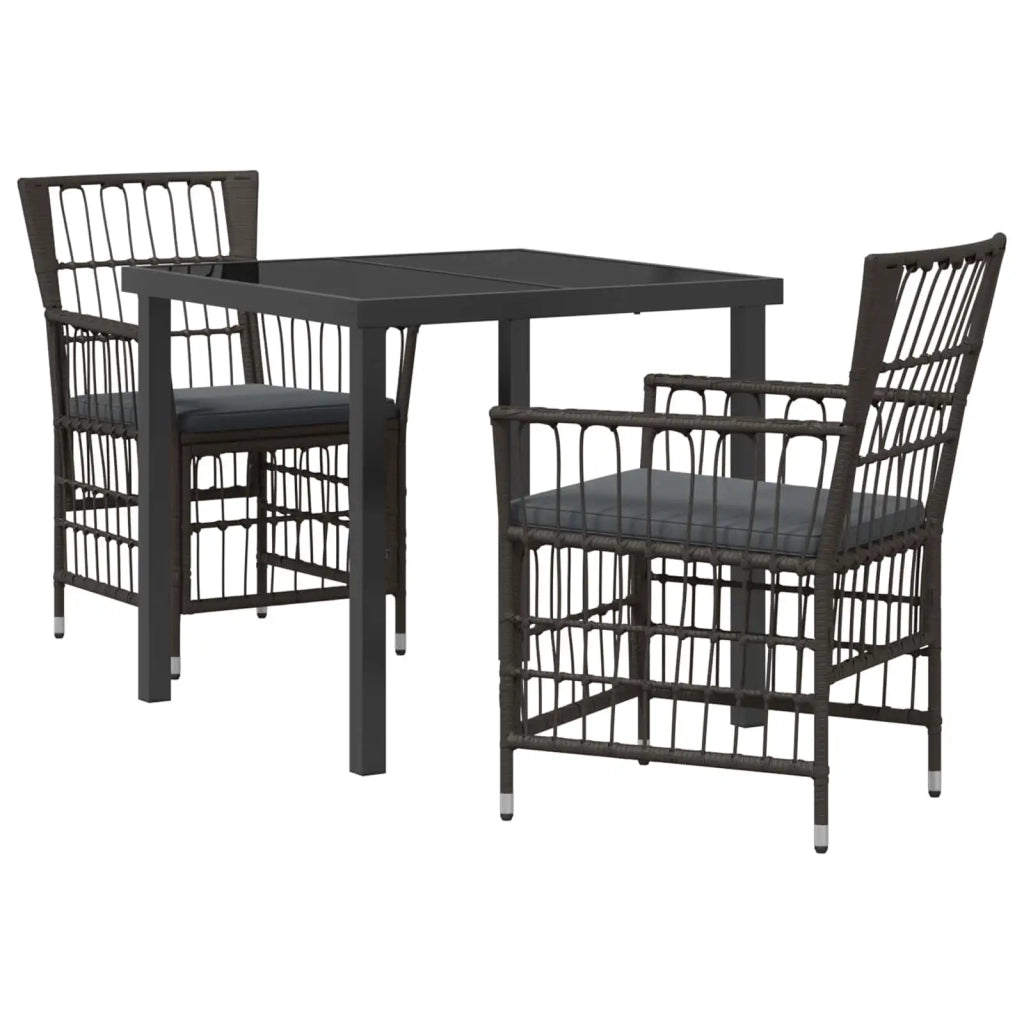 Set da pranzo per esterni 3 pz Nero polyrattan 3448911