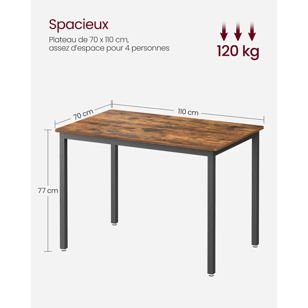 Tavolo da bar tavolo da cucina 70 x 110 x 77 cm tavolo da pranzo per 4 persone tavolo da soggiorno scrivania per sala da pranzo cucina stile industriale marrone 12_0007578