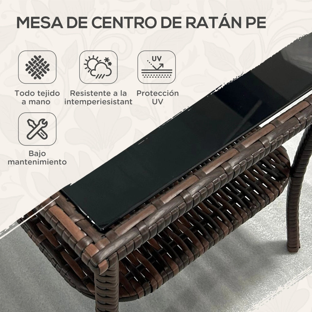 Tavolino da Giardino in Rattan ¨C zephmum ¨C Marrone 50x50x45 cm