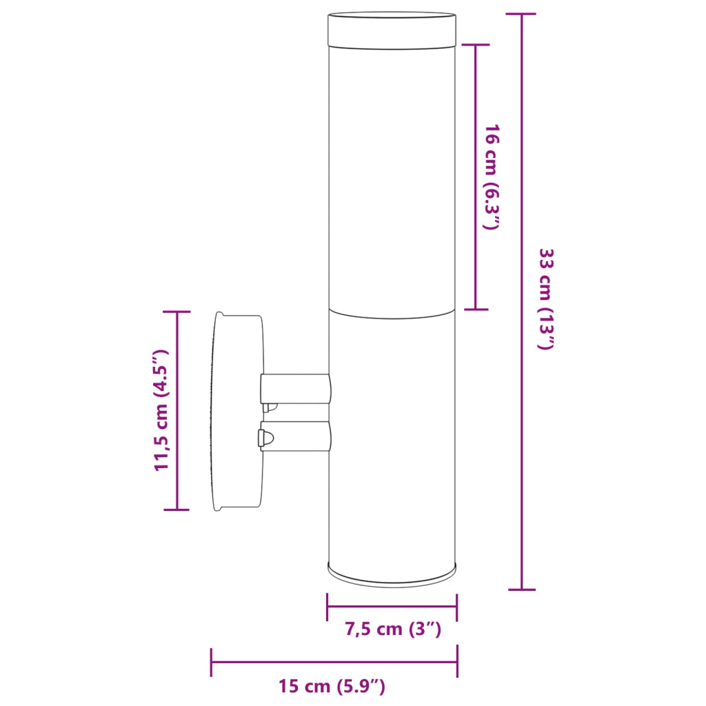 Lampada da Parete Esterna Argento Acciaio Inossidabile IP44