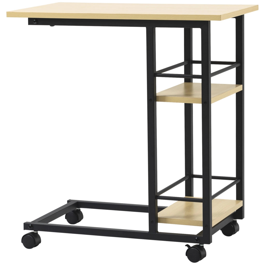 Tavolino da salotto con ruote e 2 ripiani ¨C zephmum ¨C 60x34,5x64,5 cm colore naturale