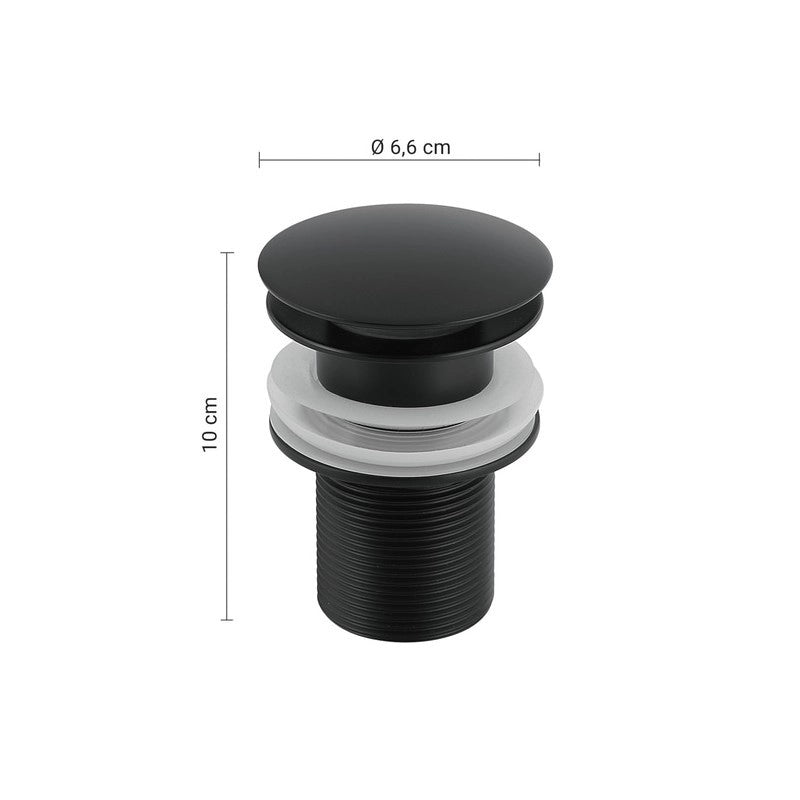 Piletta clic clac 03 in acciaio inox nero matt universale 9-10 x 6 x 6 cm