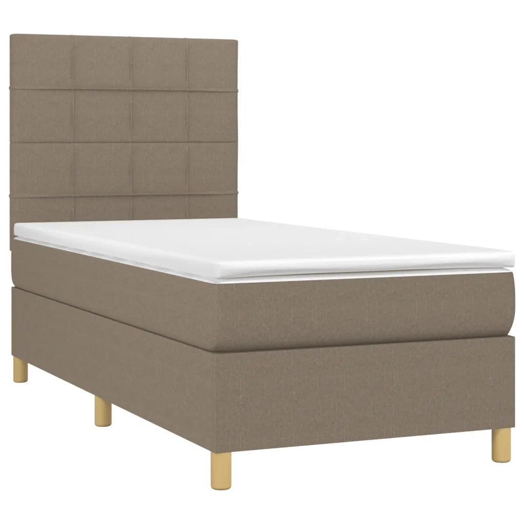 Letto a Molle con Materasso e LED Tortora 90x200 cm in Tessuto 3135409