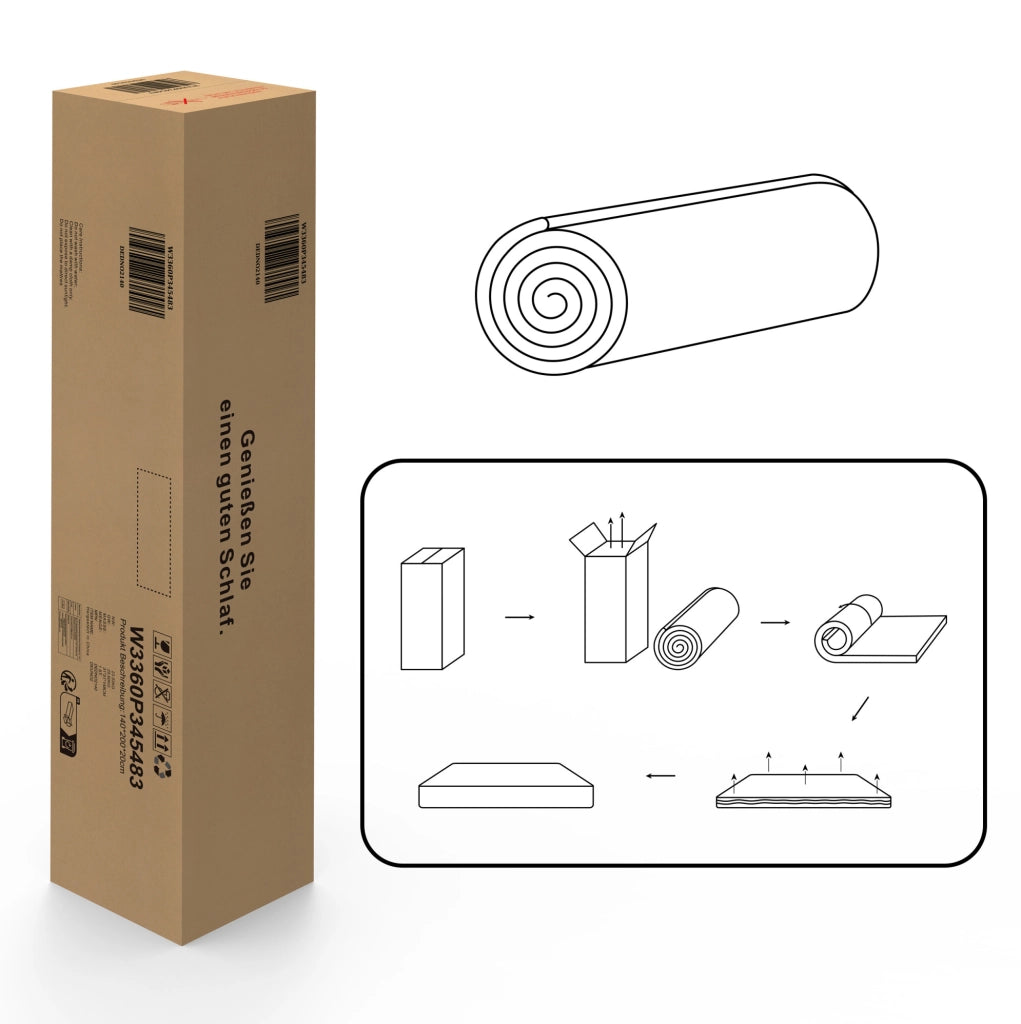 Materasso H3 a molle insacchettate a 7 zone con schiuma, bianco e grigio