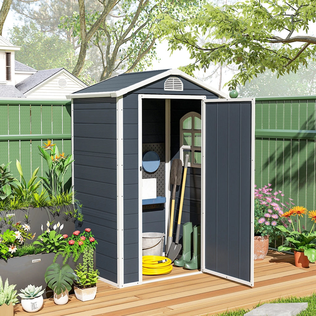Casetta Giardino Shed 134x104x204 cm ¨C zephmum ¨C Plastica Grigio Scuro