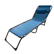 Trade Shop - Lettino Prendisole Sdraio Senza Parasole In Textilene Blu Reclinabile Giardino 483007 -