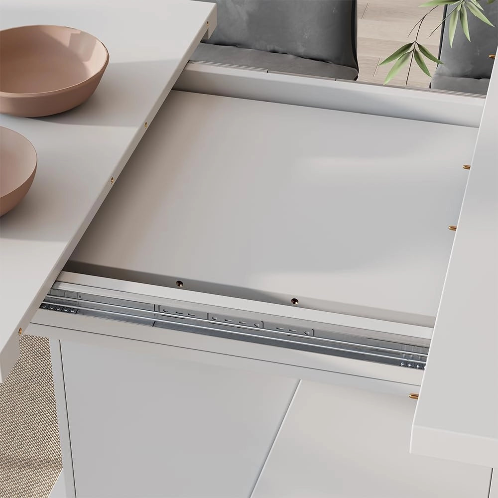 tavolo da pranzo allungabile Fenaro, Bianco, 120 x 80 cm estensibile, allungabile con prolunga per dimensioni del tavolo flessibili