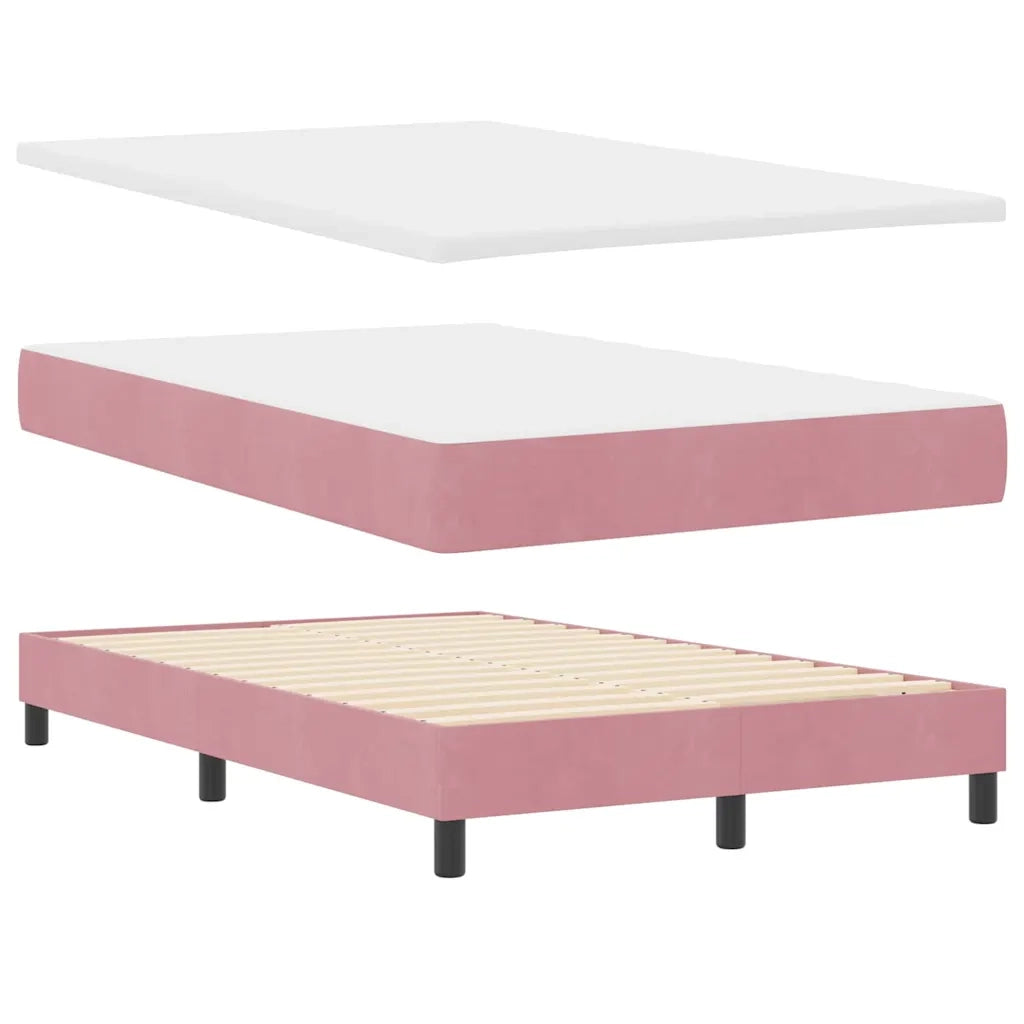Letto a Sorgente LED con materasso Rosa 120 x 200 cm Velluto 3342649