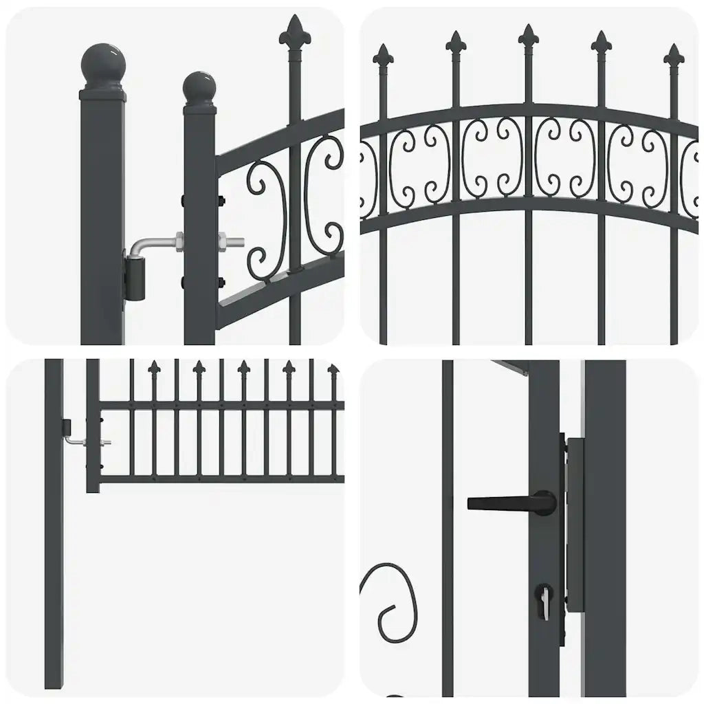 Cancello con Punta a Lancia KAMPEN 103 x 175 cm Acciaio Grigio