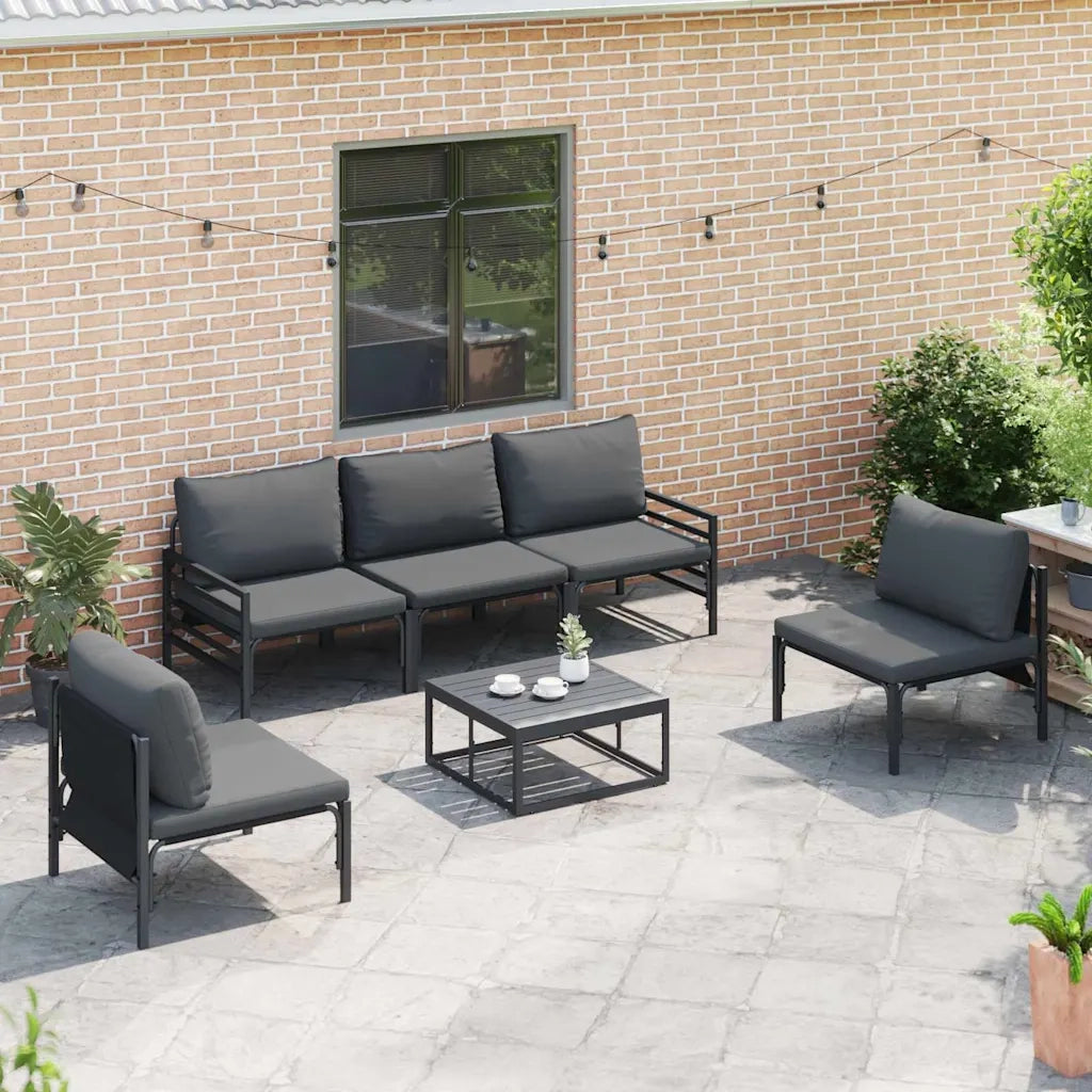 vidaXL Set Divano da Giardino 5 pcs Antracite Acciaio