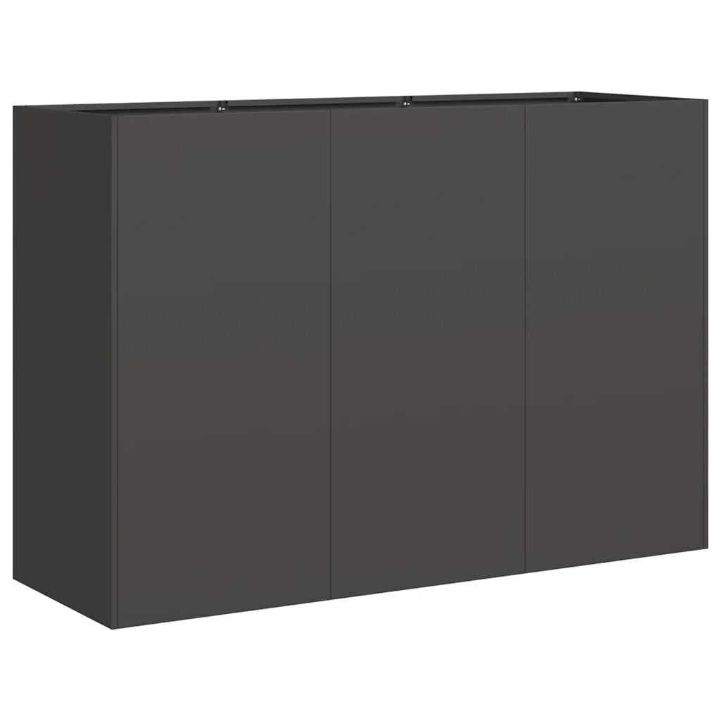 Fioriera dal design moderno per giardino o terrazzo 120 x 40 x 80 cm con fondo aperto realizzata in acciaio laminato a freddo nero 02_0051504