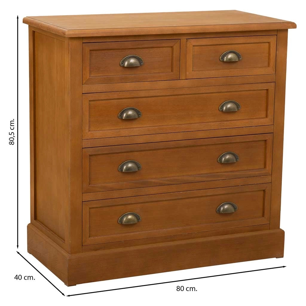 Cassettiera in legno marrone 80x40x80,5h cm
