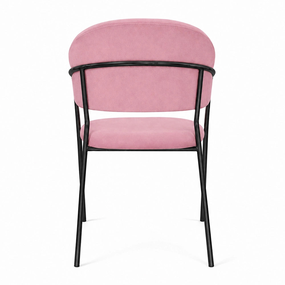 Sedie da sala da pranzo set da 2 Aurelia in velluto rosa con gambe nere