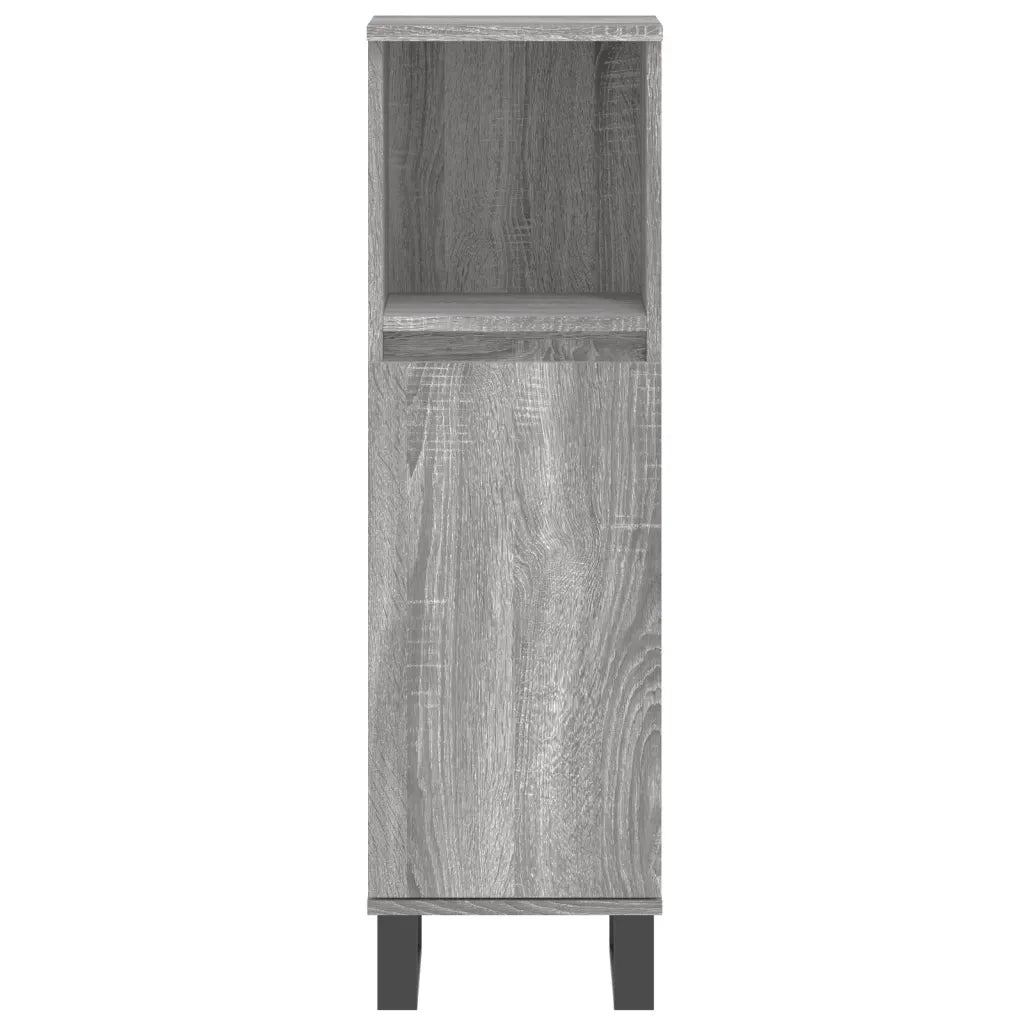 Set Mobili da Bagno | Armadio da bagno 3 pz Grigio Sonoma in Legno Multistrato