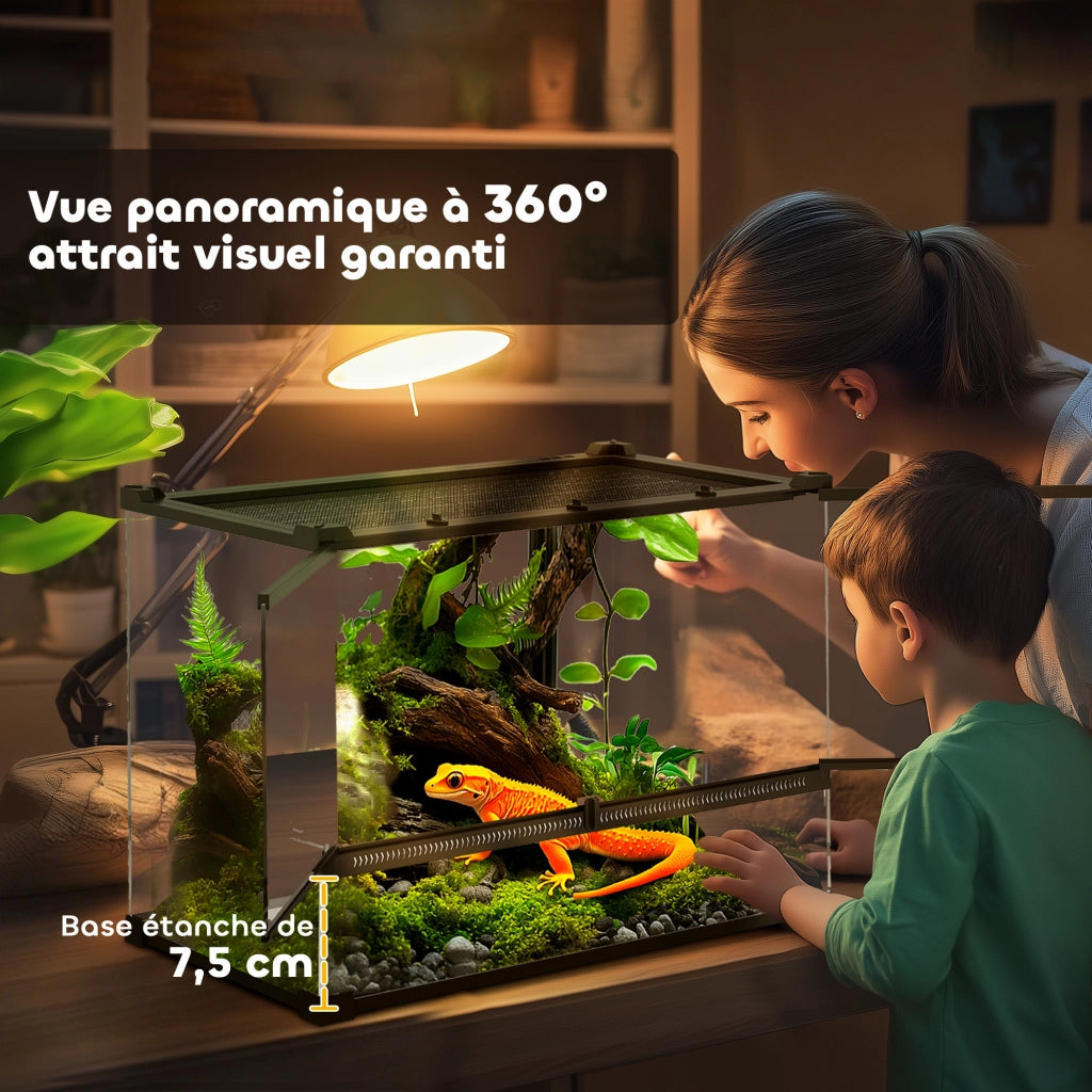 Terrario per Rettili con Chiusura Sicura ¨C Zephmum ¨C Nero 50x30x35cm