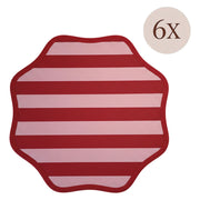 Hart, Tovaglietta Americana set da 6, Bordo Ondulato, Fantasia a Righe Made in Italy, 40x40 cm Rosso