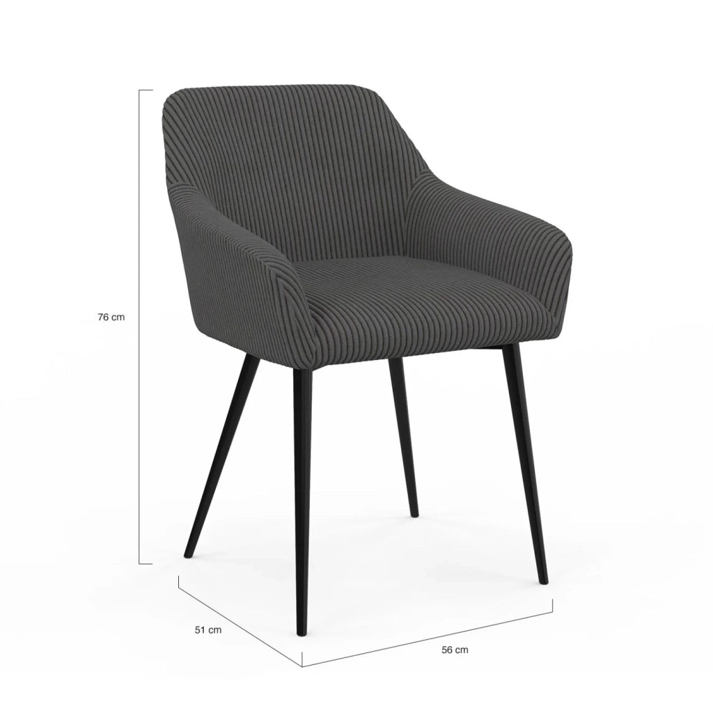 IDMarket - Set di 2 sedie e poltrone da pranzo JANY in velluto a coste grigio