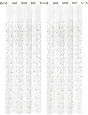 Tende Finestre Porta Interno 140x280 cm Coppia 2 Pz Semitrasparente Fiori Grigio