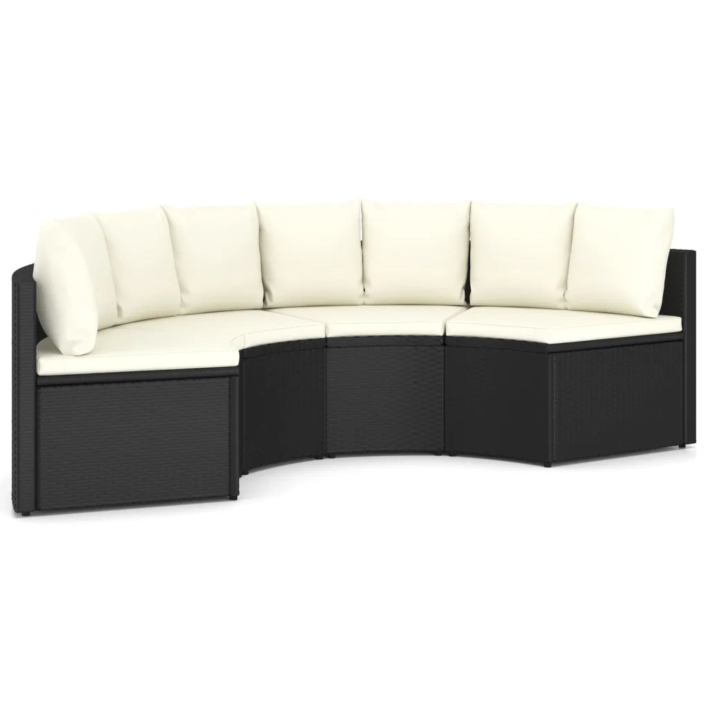 Set Divani da Giardino 4 pz con Cuscini in Polyrattan Nero cod mxl 36163
