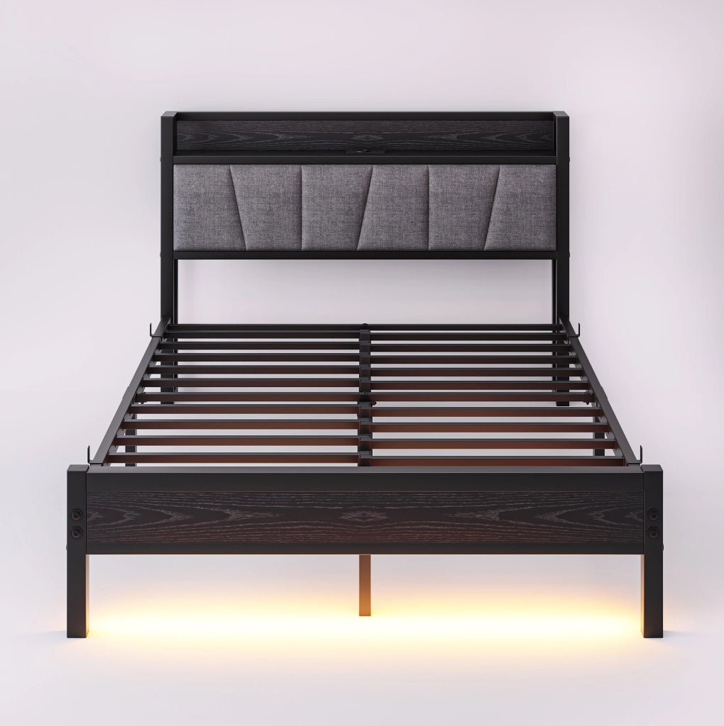 Letto matrimoniale 140x190 cm con LED, USB e presa