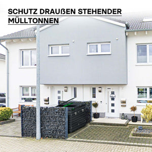 Copri bidoni della spazzatura con coperchio ribaltabile per due contenitori 60-240l, acciaio antracite, copribidone da esterno