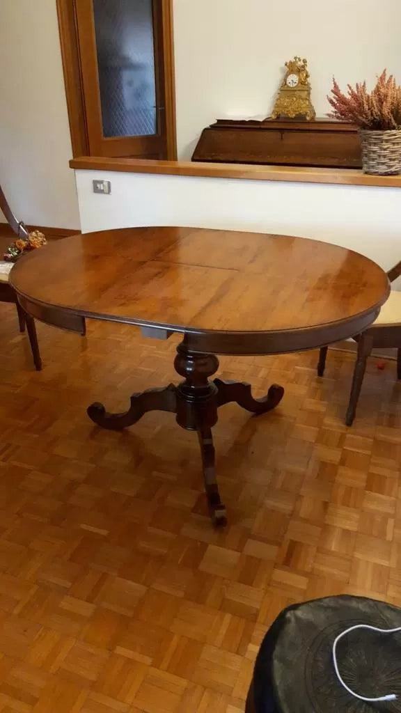 Tavolo rotondo finitura bassano allungabile 100 noce (757) - Mobili 2G