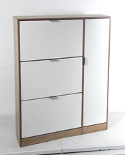 SCARPIERA 3 VANI E ANTA BIANCA E EFFETTO LEGNO ROVERE E BIANCO 99X24X122 CM
