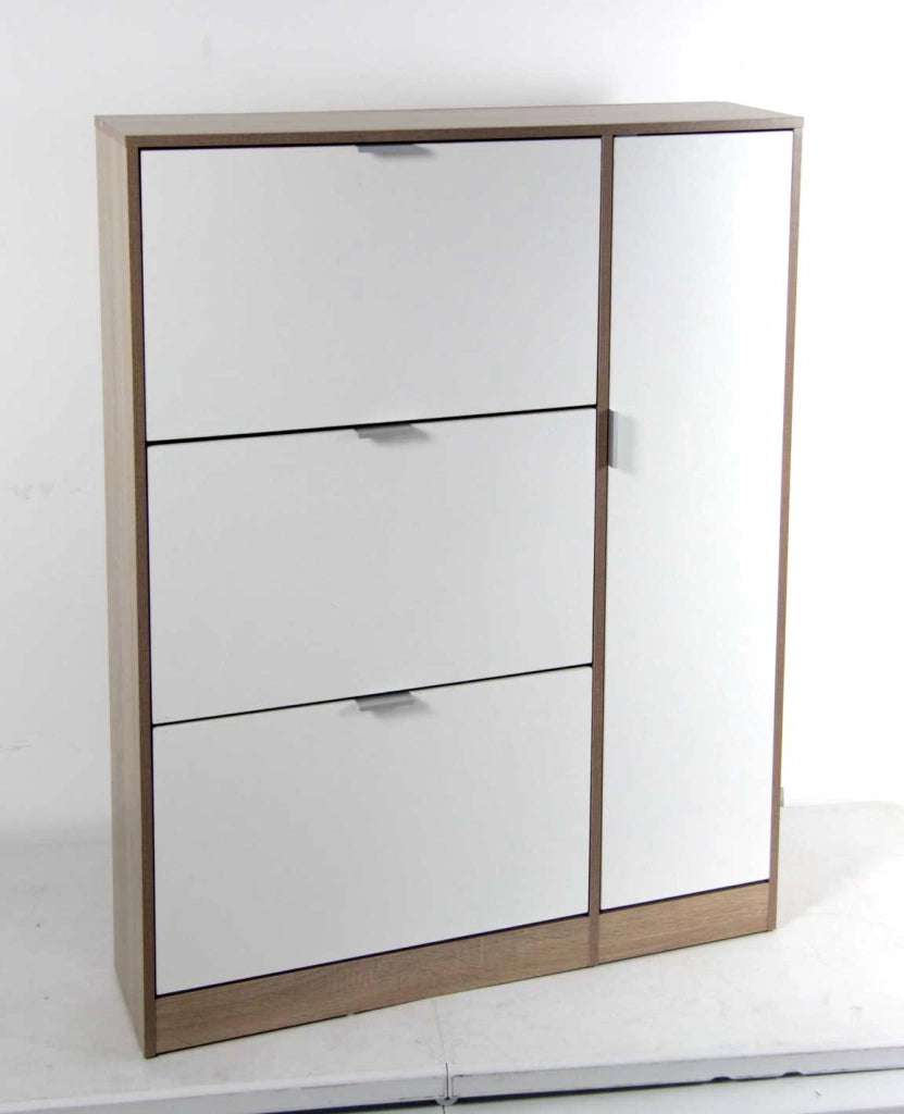 SCARPIERA 3 VANI E ANTA BIANCA E EFFETTO LEGNO ROVERE E BIANCO 99X24X122 CM