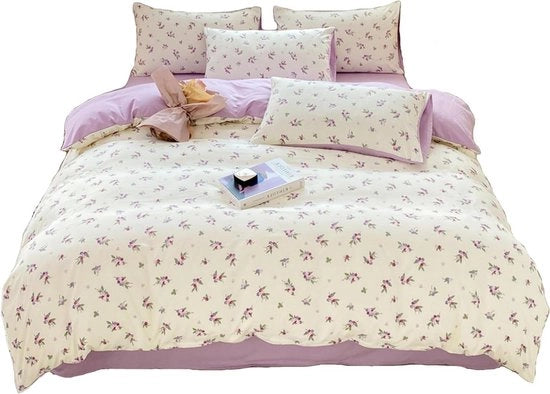 Set di copriletti in poliestere 100% - chiusura a raccordo pratica - lavabile in macchina - modello frutta blu - 1 x coprilettino 180 x 220 cm - 1 x lenzuolo 230 x 230 cm - 2 x cuscini 48 x 74 cm - lussuoso e confortevole