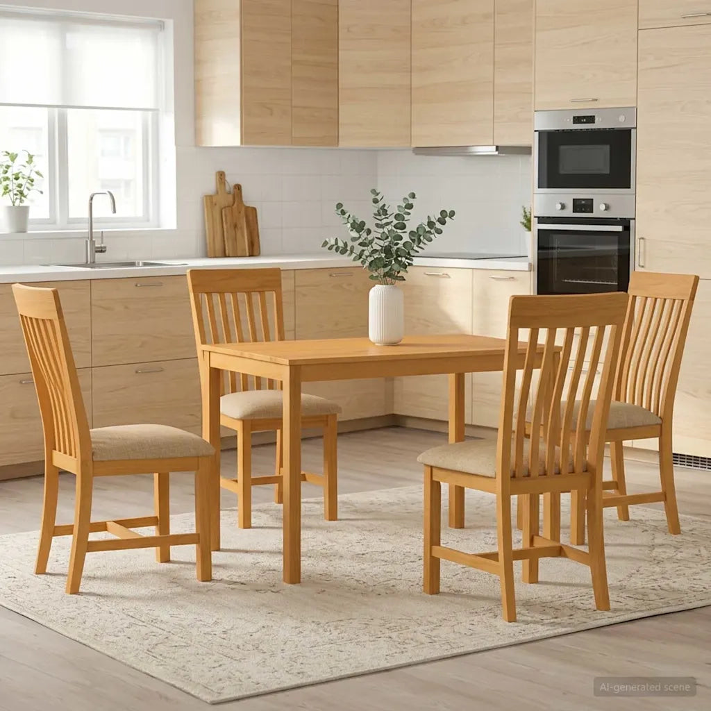 Set da pranzo 5 pz Beige Legno di Quercia Massello 3430245