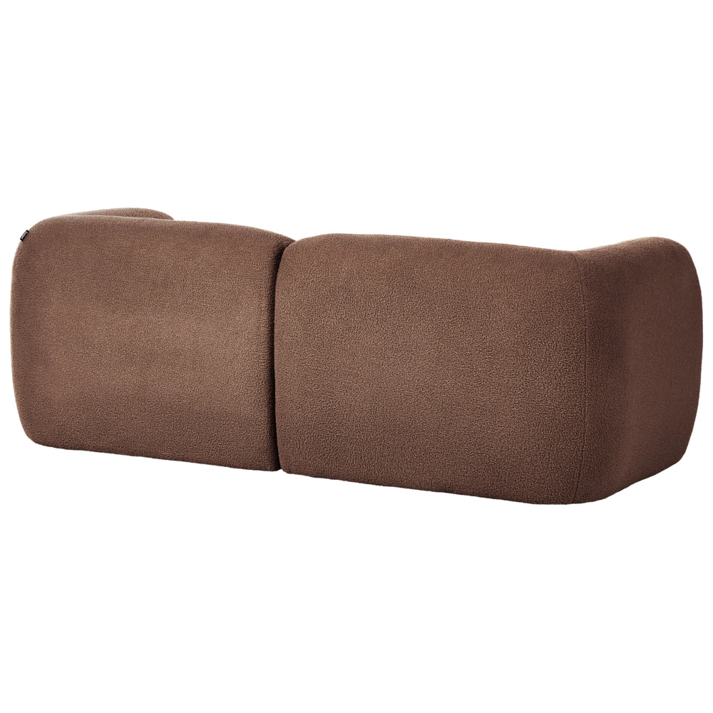 Set da salotto 4 posti con pouf, modulare dal profilo ribassato in stile organico e curvo marrone