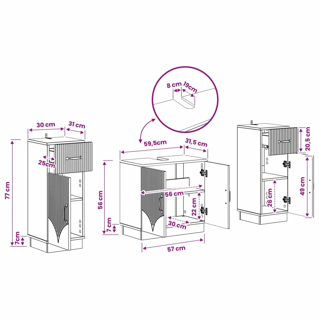 Set di Armadi da Bagno da 2 Pezzi HOORN Bianco Lucido 3418039