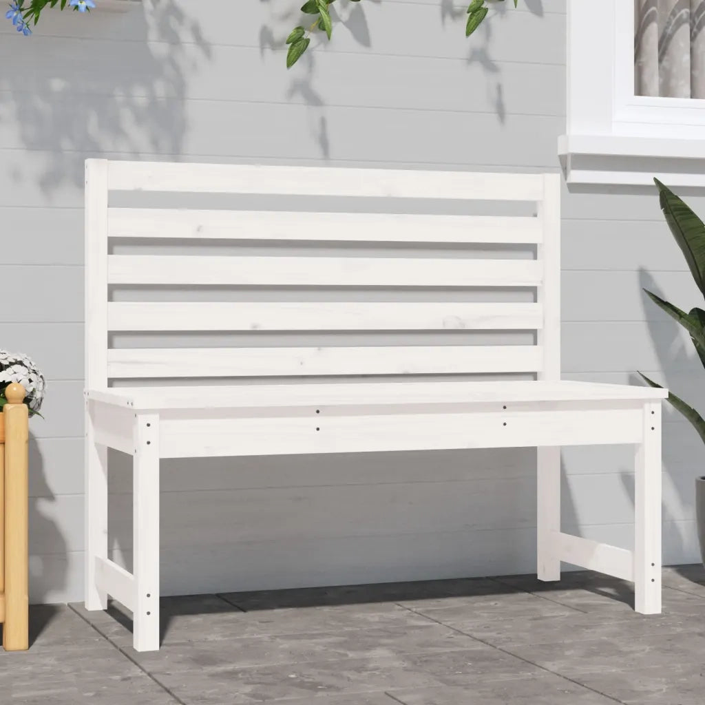 Panca da Giardino Bianca 109 cm in Legno Massello di Pino 824033