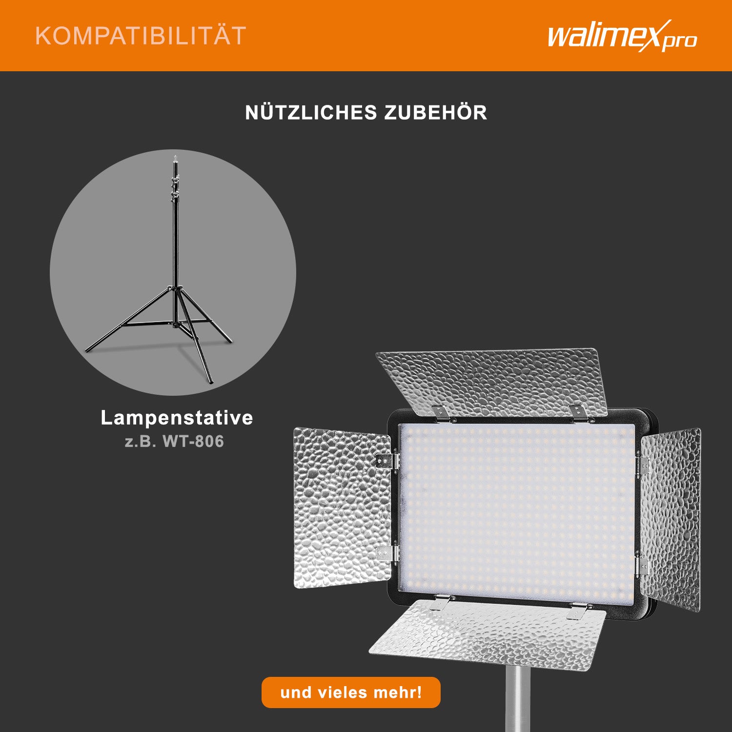 Luce a pannello LED per fotografia 500 Versalight da 32 W, 5600 K, Lampada fotografica con alette per foto e video studio fotografico