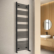 Termoarredo design nero opaco L 60x170 interasse 55 cm con Kit valvole