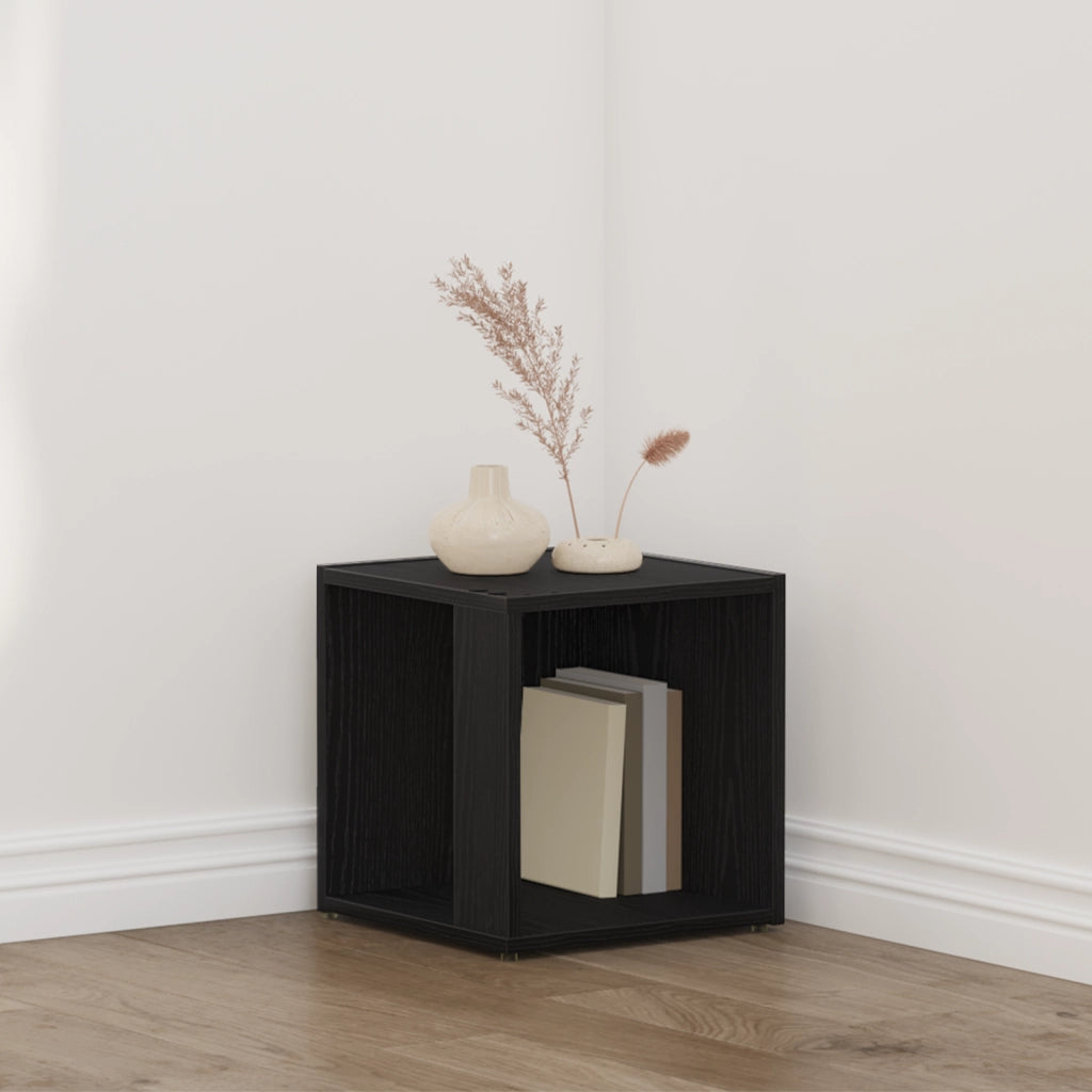 Tavolino Nero Rovere 33x33x34,5 cm Legno Ingegnerizzato
