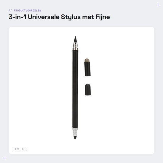 Stilo 3-in-1 - Stilo Universale con Punta Finissima - Sensitive Stilo per Touchscreen - 2 Viti di Fissaggio - Lega di Alluminio - Per Tablet e Smartphone - Stilo per Touchscreen