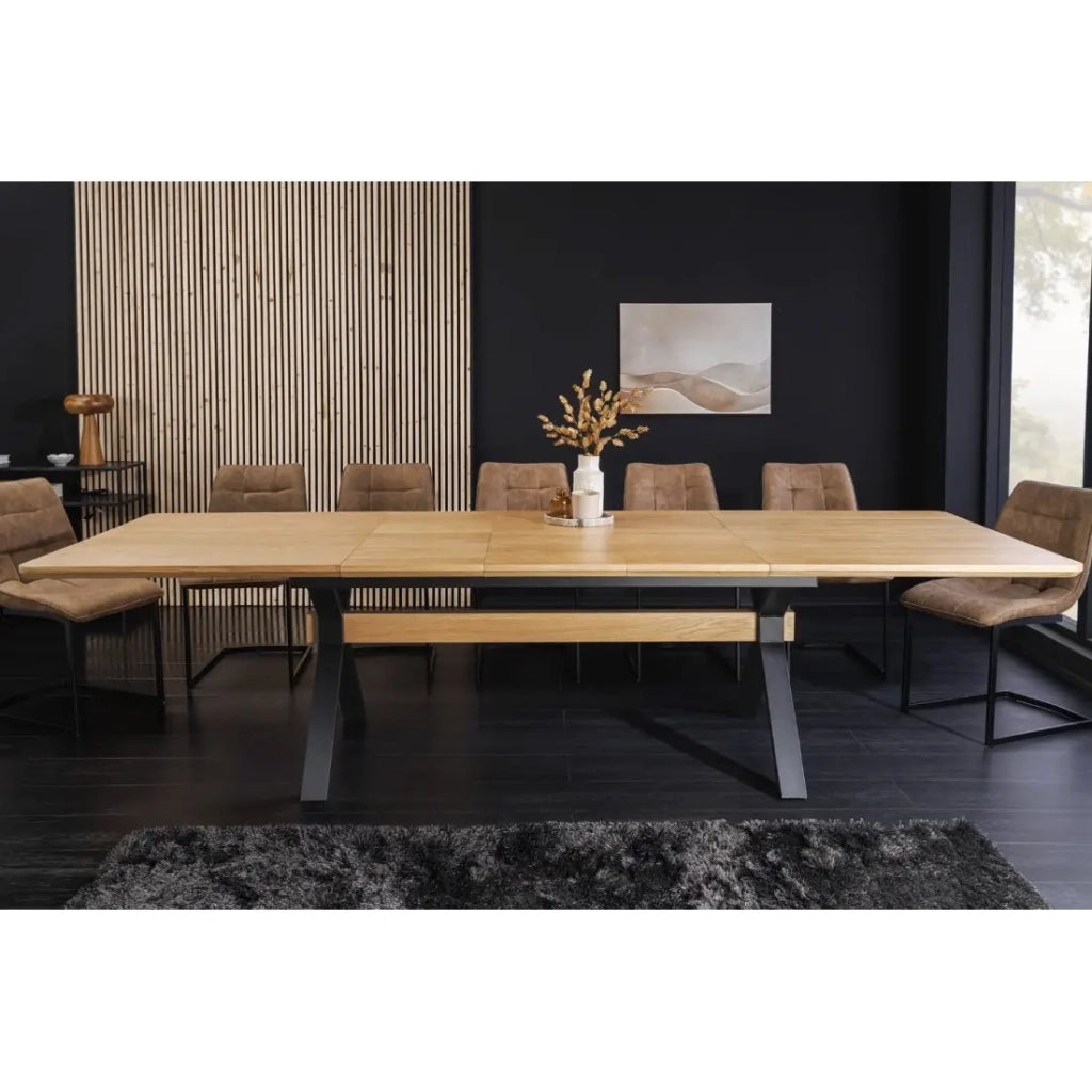 Tavolo da pranzo RADIAM – MDF impiallacciato quercia e metallo – 180-300 cm – Estensibile
